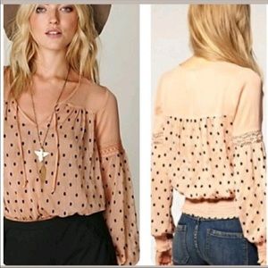 Free People Sheer Polka Dot Blouse - S